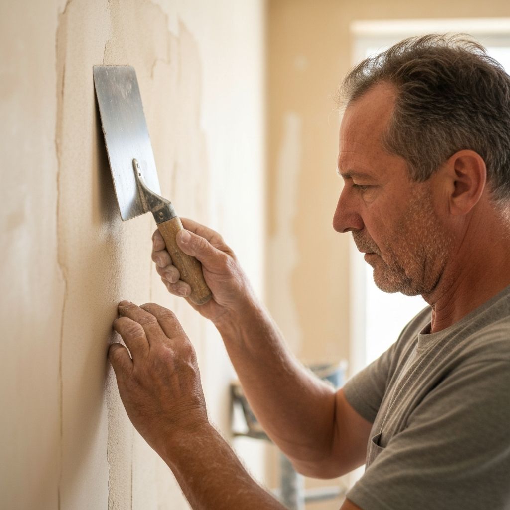 Master artisan applying plaster finish by hand